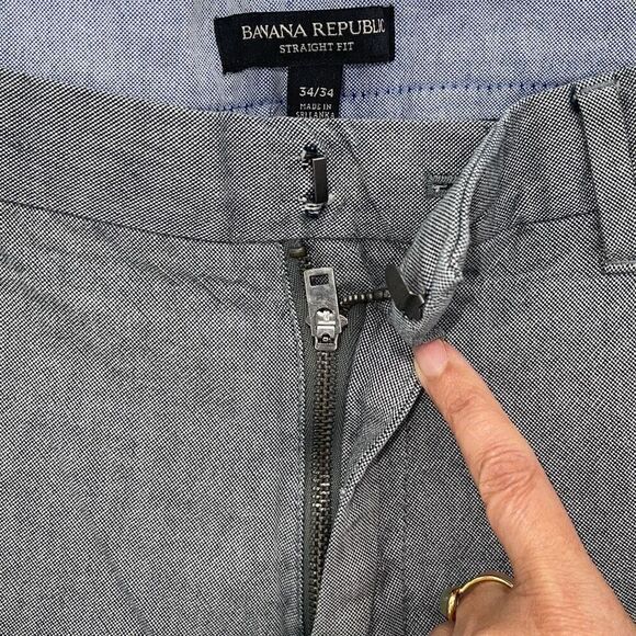 Banana Republic Mens Straight Leg Chambray Cotton Chino Pants Gray Size‎ 34/34 - Picture 5 of 9